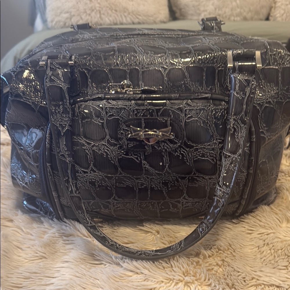 Kathy Van Zeeland Black Travel Bag with Vintage Patina